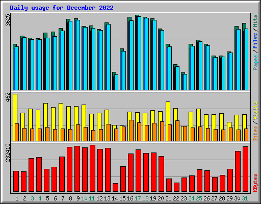Daily usage for December 2022