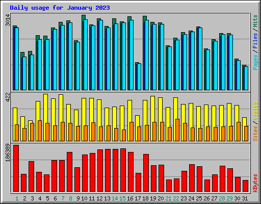 Daily usage for January 2023