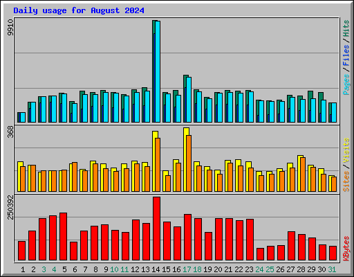 Daily usage for August 2024